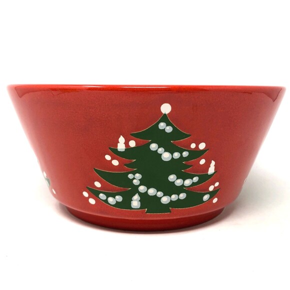 Waechtersbach Red Christmas Tree Serving Bowl Western Germany 9" Round Vegetable - Picture 1 of 9